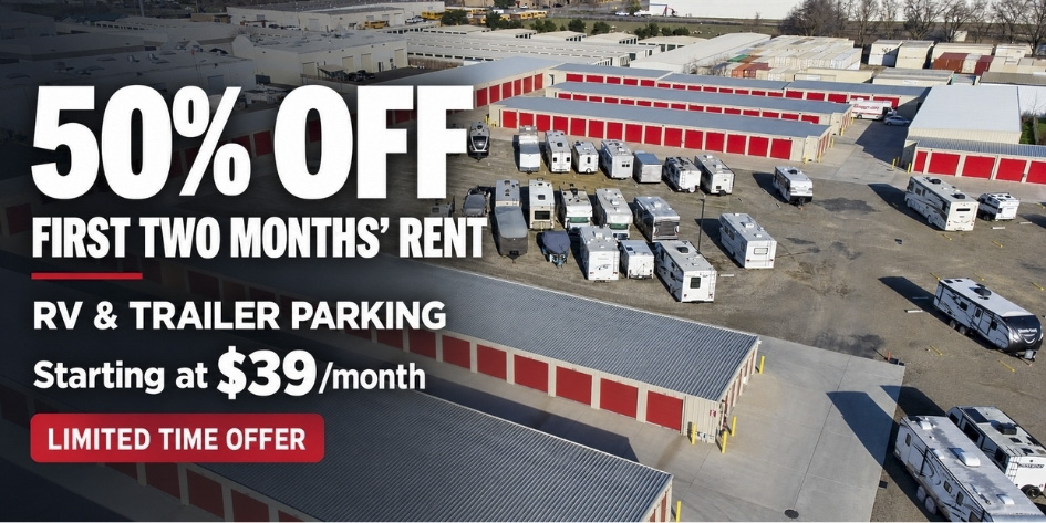 Pioneer Self Storage 2 Outdoor RV Parking near Sacramento CA with spaces starting as low as $34 per month 